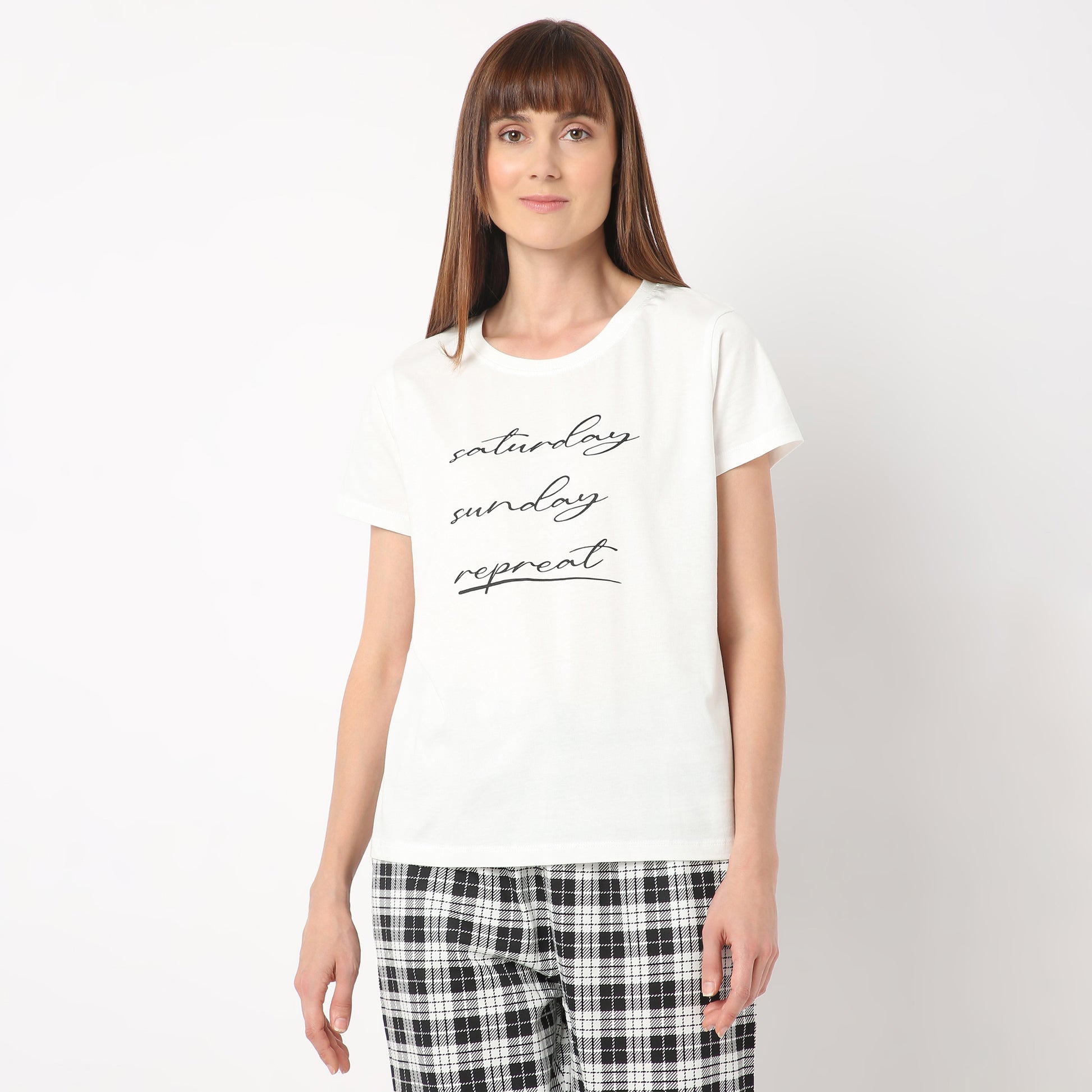 Regular Fit Printed Round Neck T-Shirt