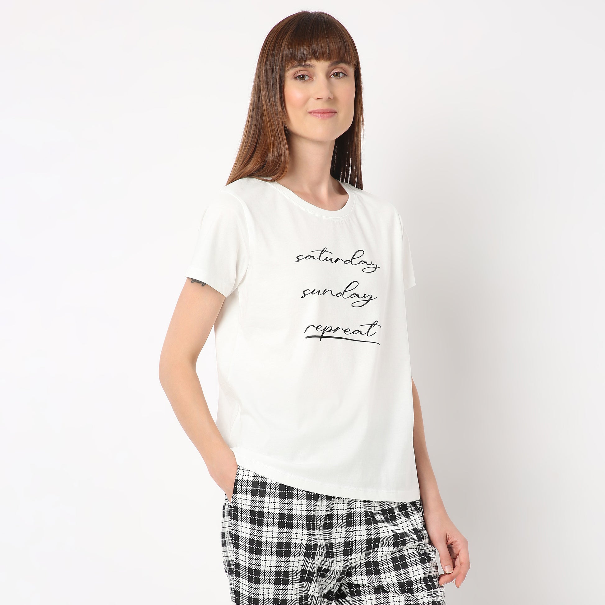 Regular Fit Printed Round Neck T-Shirt