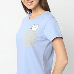 Regular Fit Printed Round Neck Regular Length T-Shirt