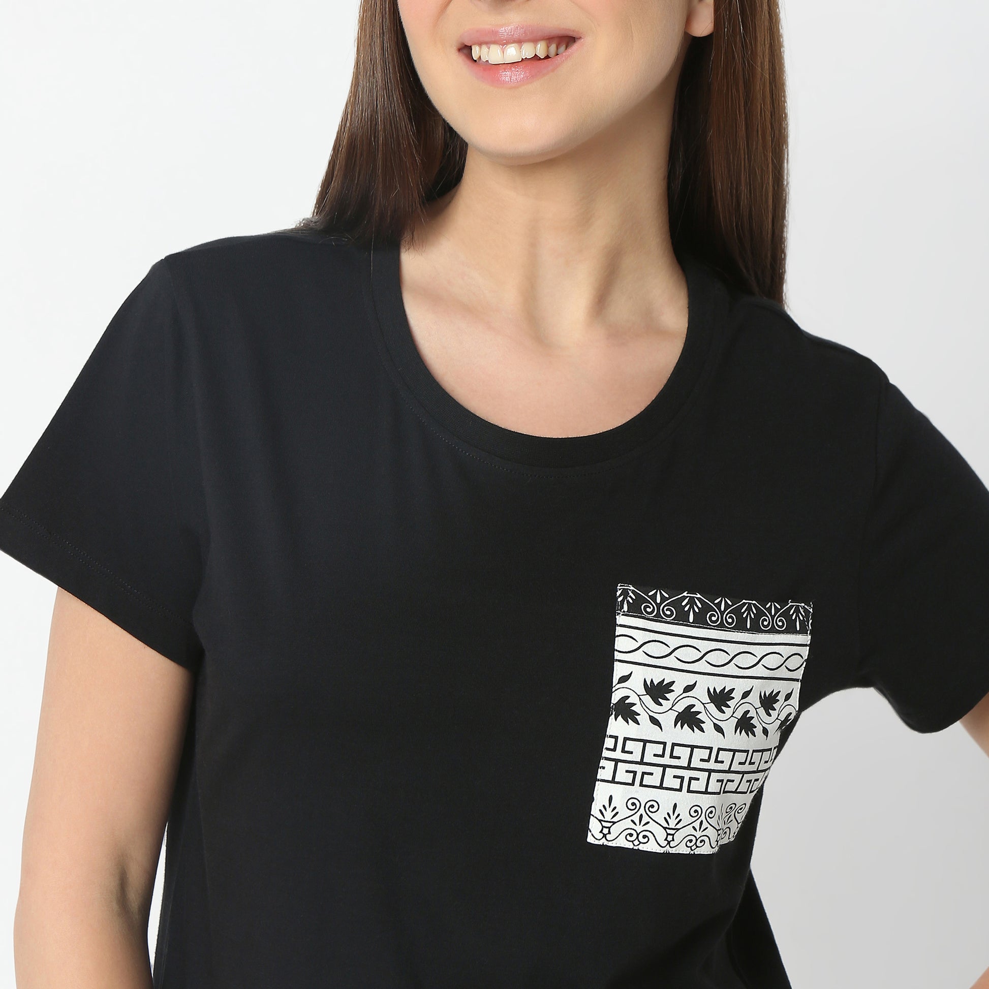 Regular Fit Printed Round Neck Regular Length T-Shirt