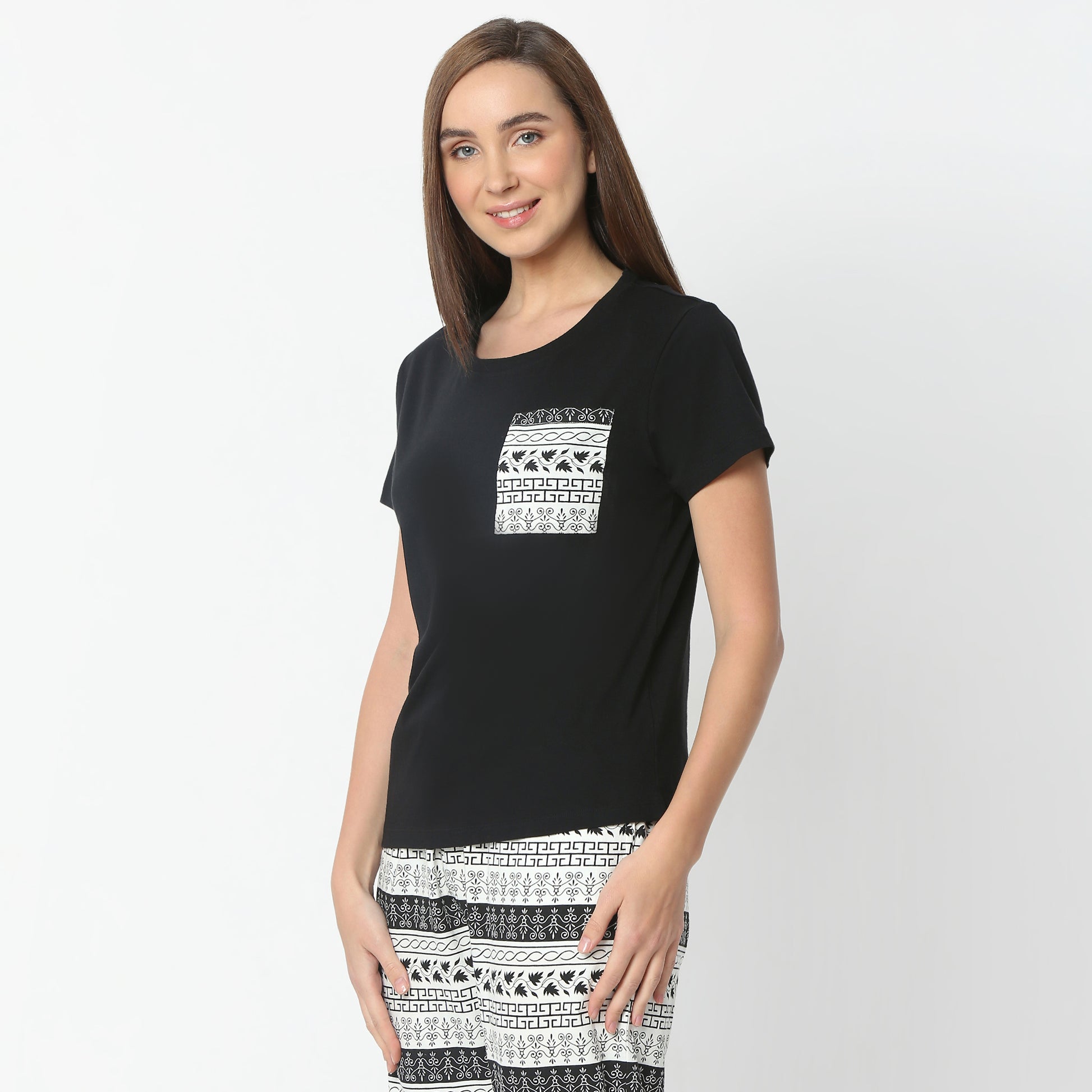 Regular Fit Printed Round Neck Regular Length T-Shirt