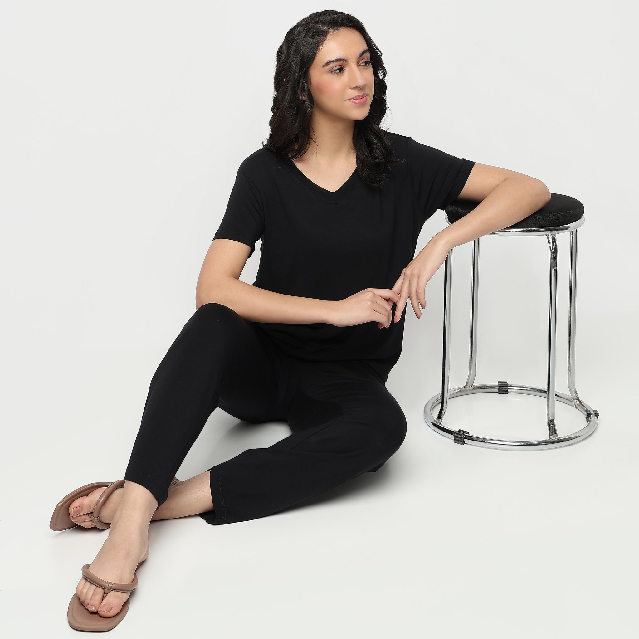 Knitted Solid Lounge T-Shirt