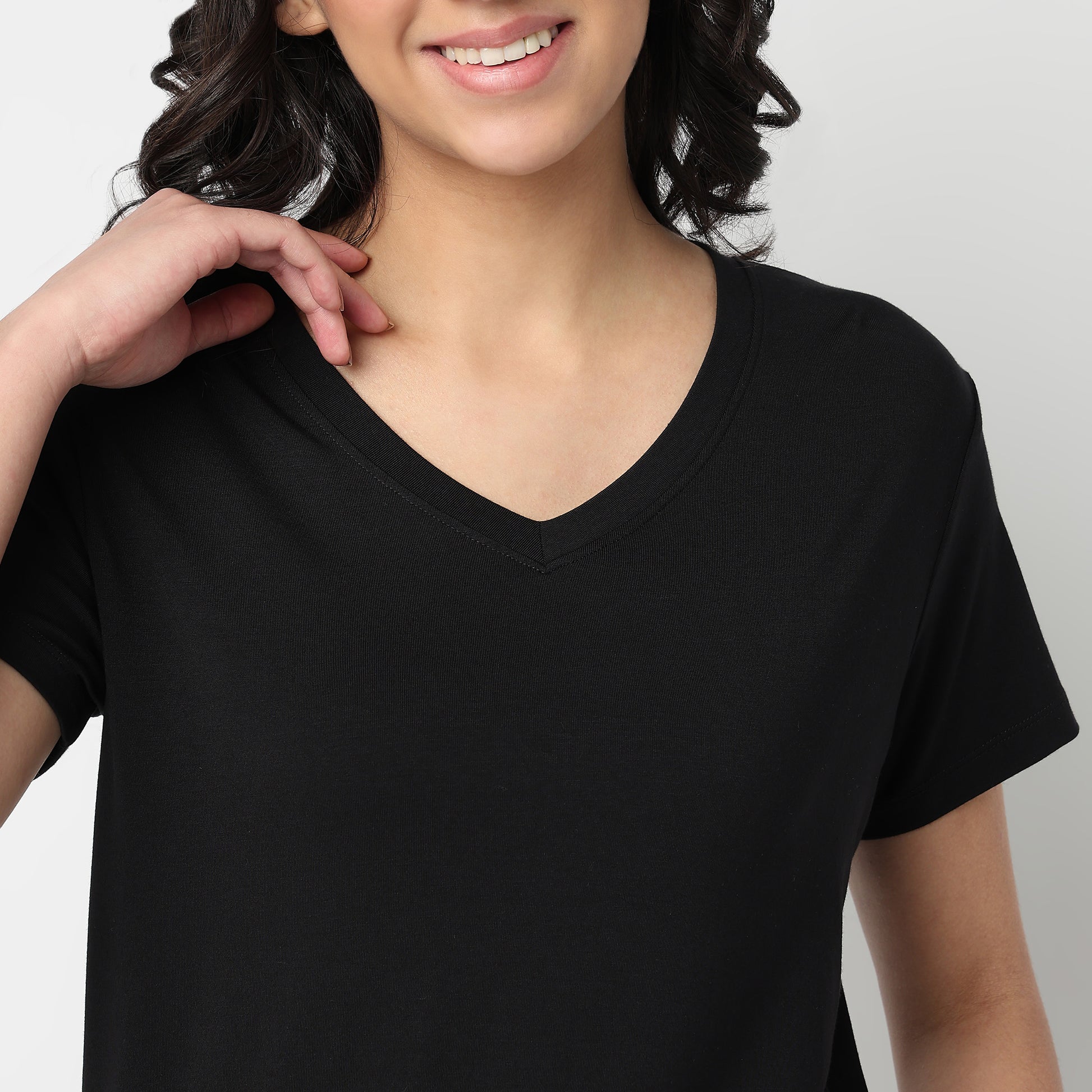 Knitted Solid Lounge T-Shirt