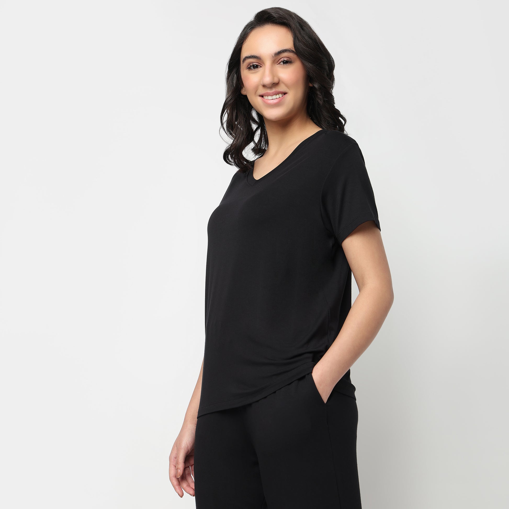 Knitted Solid Lounge T-Shirt