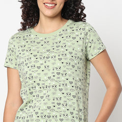 Animal Print Crew Neck Loungewear T-Shirt