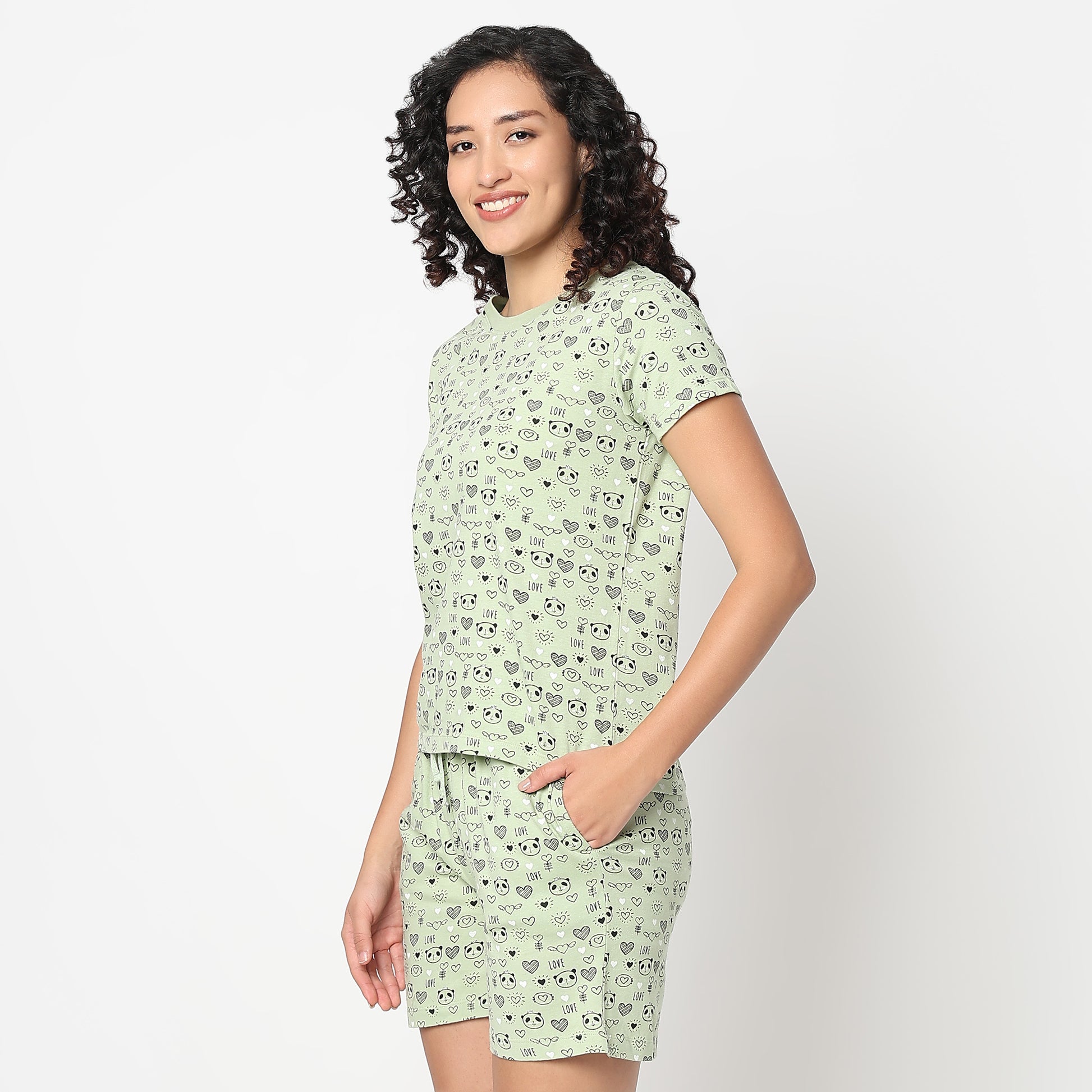 Animal Print Crew Neck Loungewear T-Shirt