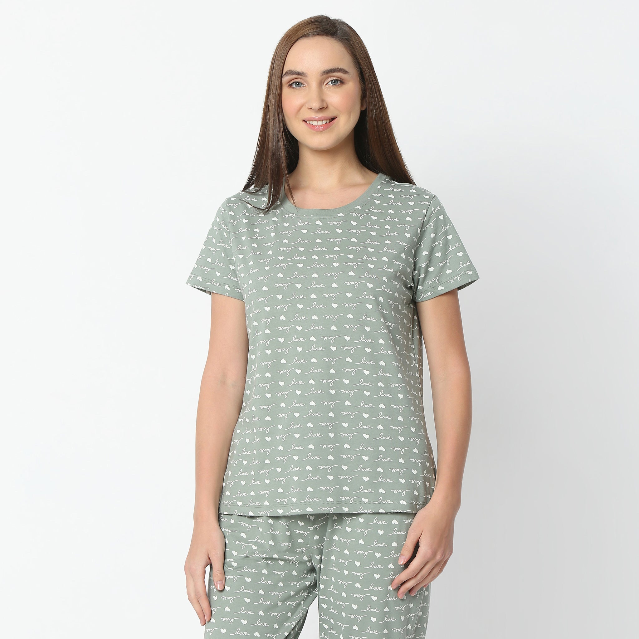 Regular Fit Printed Round Neck Regular Length T-Shirt