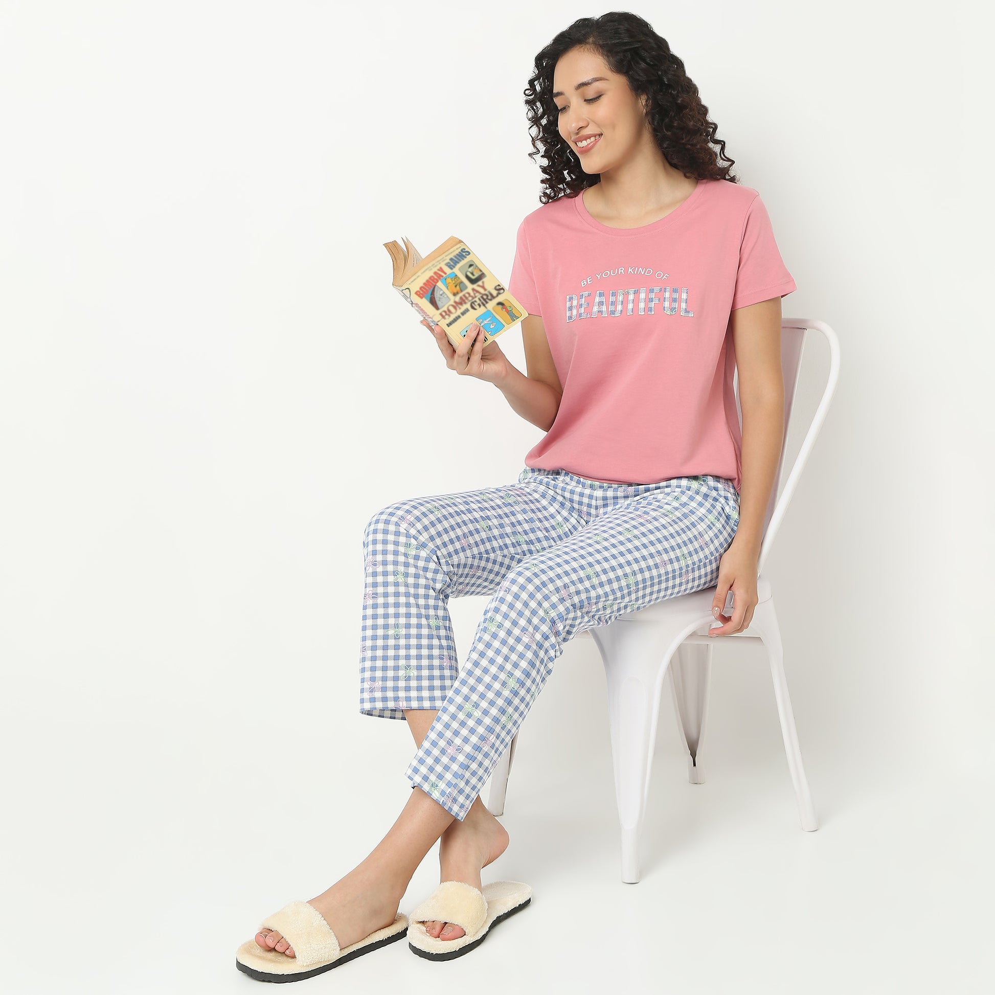 Text Print Crew Neck Loungewear T-Shirt