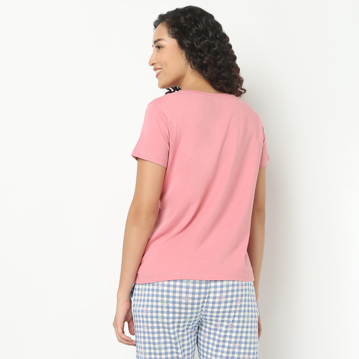 Text Print Crew Neck Loungewear T-Shirt