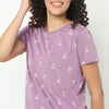 Text Print Round Neck Loungewear T-Shirt