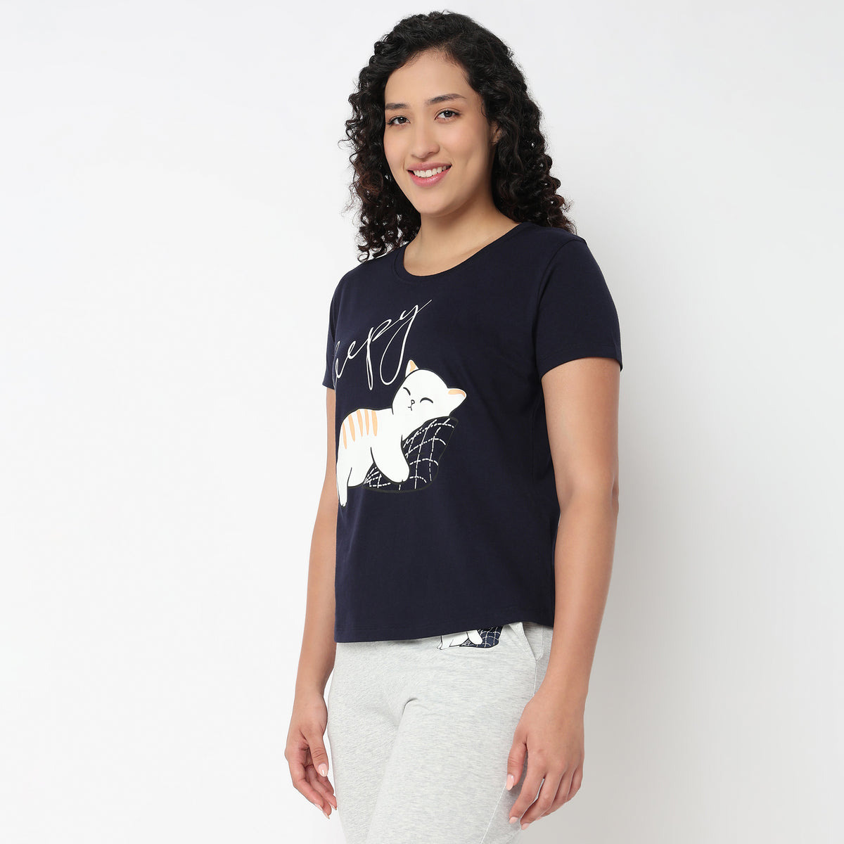 Chest Printed Cord Lounge T-Shirt