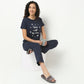 Text Print Round Neck Loungewear T-Shirt