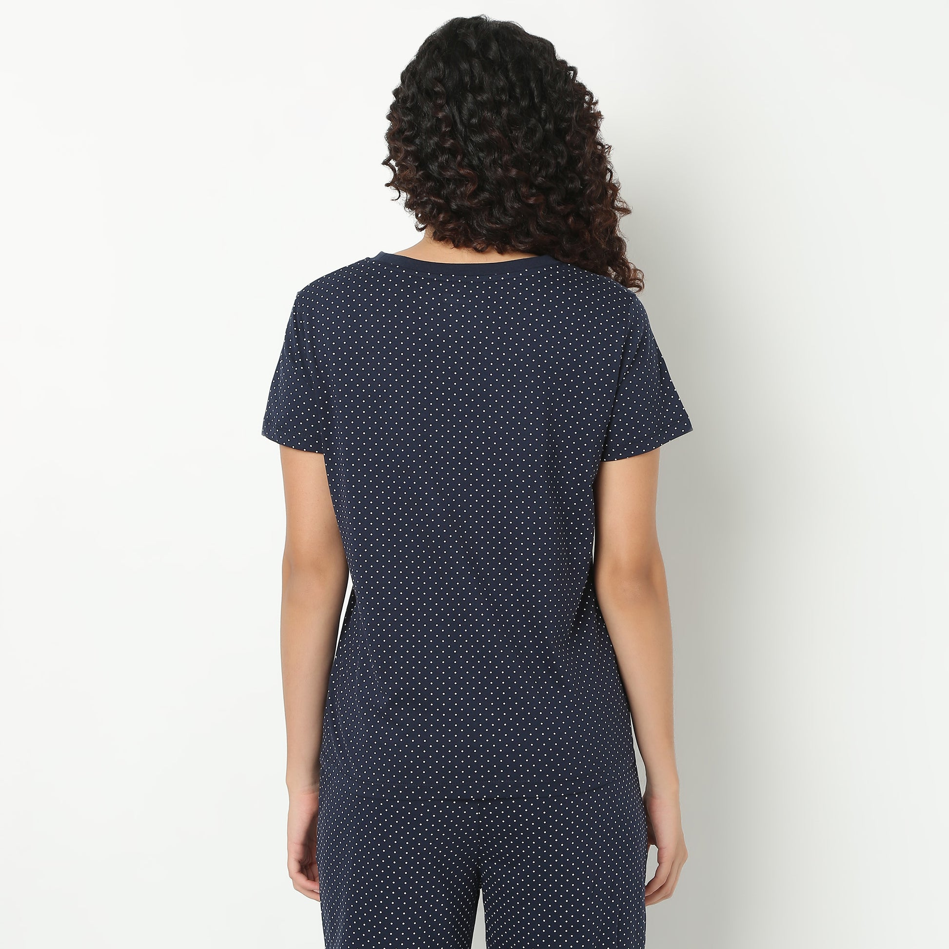 Text Print Round Neck Loungewear T-Shirt