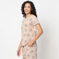 Floral Print Round Neck Loungewear T-Shirt