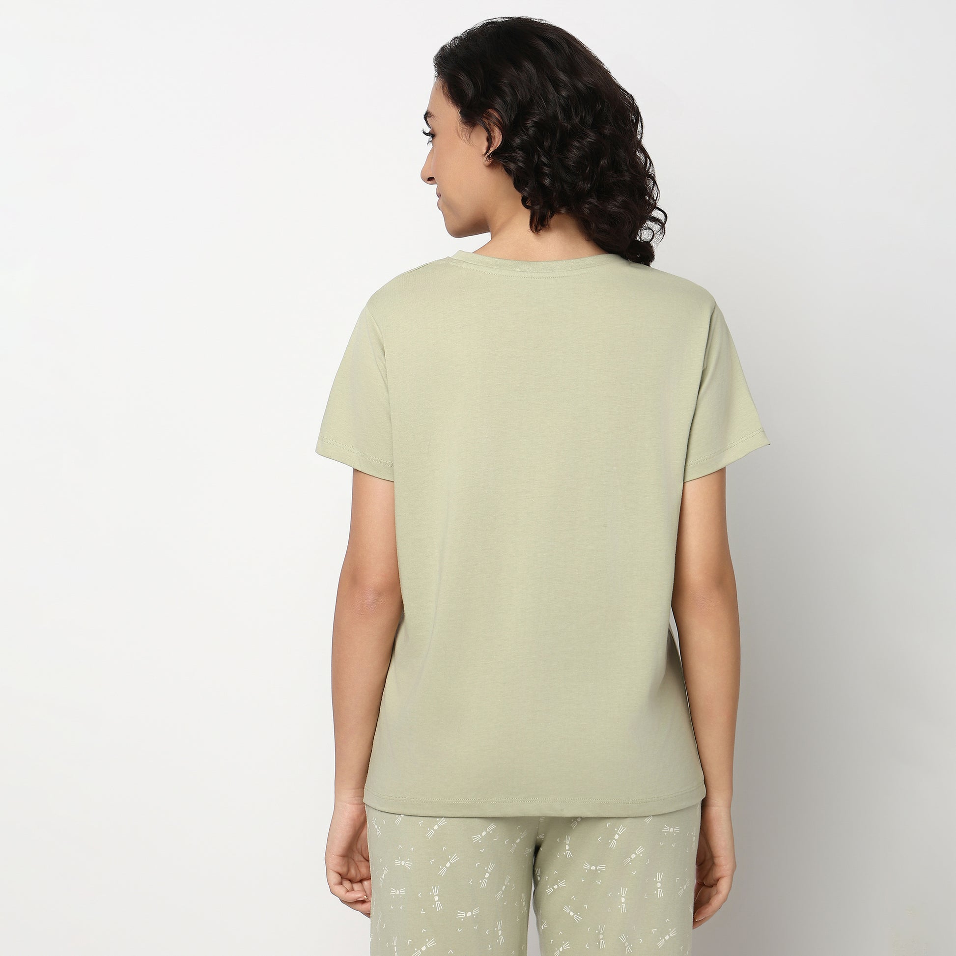 Buy Women Regular Fit Printed Short Sleeve Sleepwear T-Shirt  - Style Union