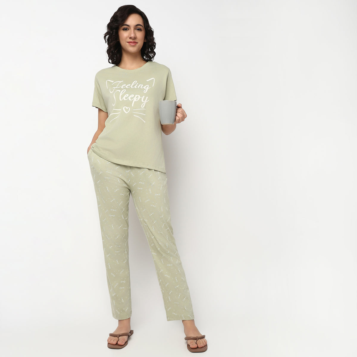 Buy Women Regular Fit Printed Short Sleeve Sleepwear T-Shirt  - Style Union