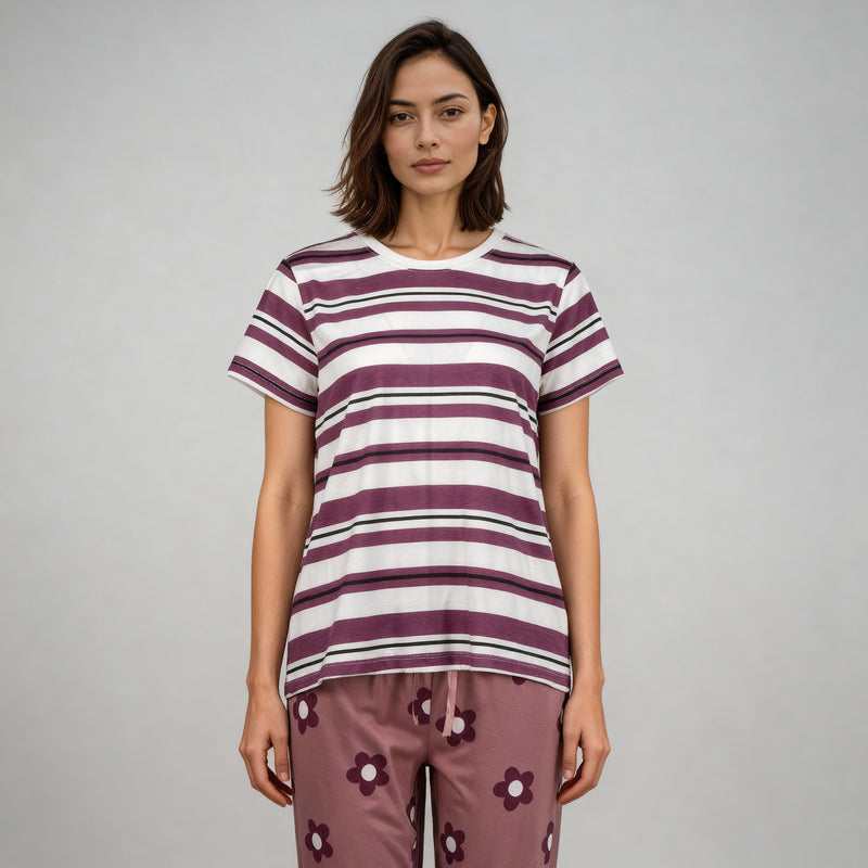 Cotton Striped Lounge T-Shirt