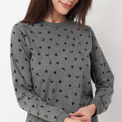 Printed Cotton Full Sleeve Lounge Sweatshirt 