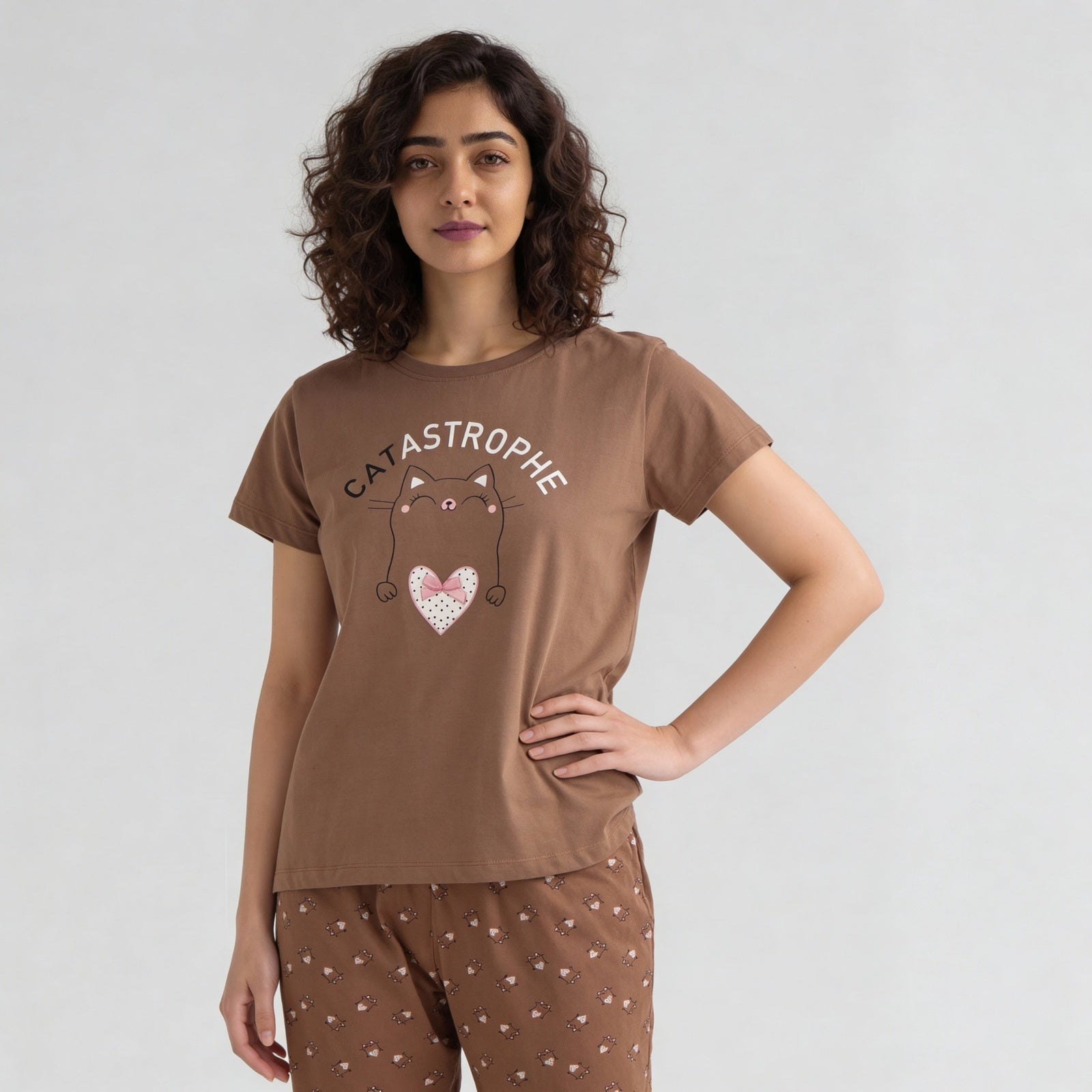 Cotton Printed Short Sleeve Sleepwear T-Shirt