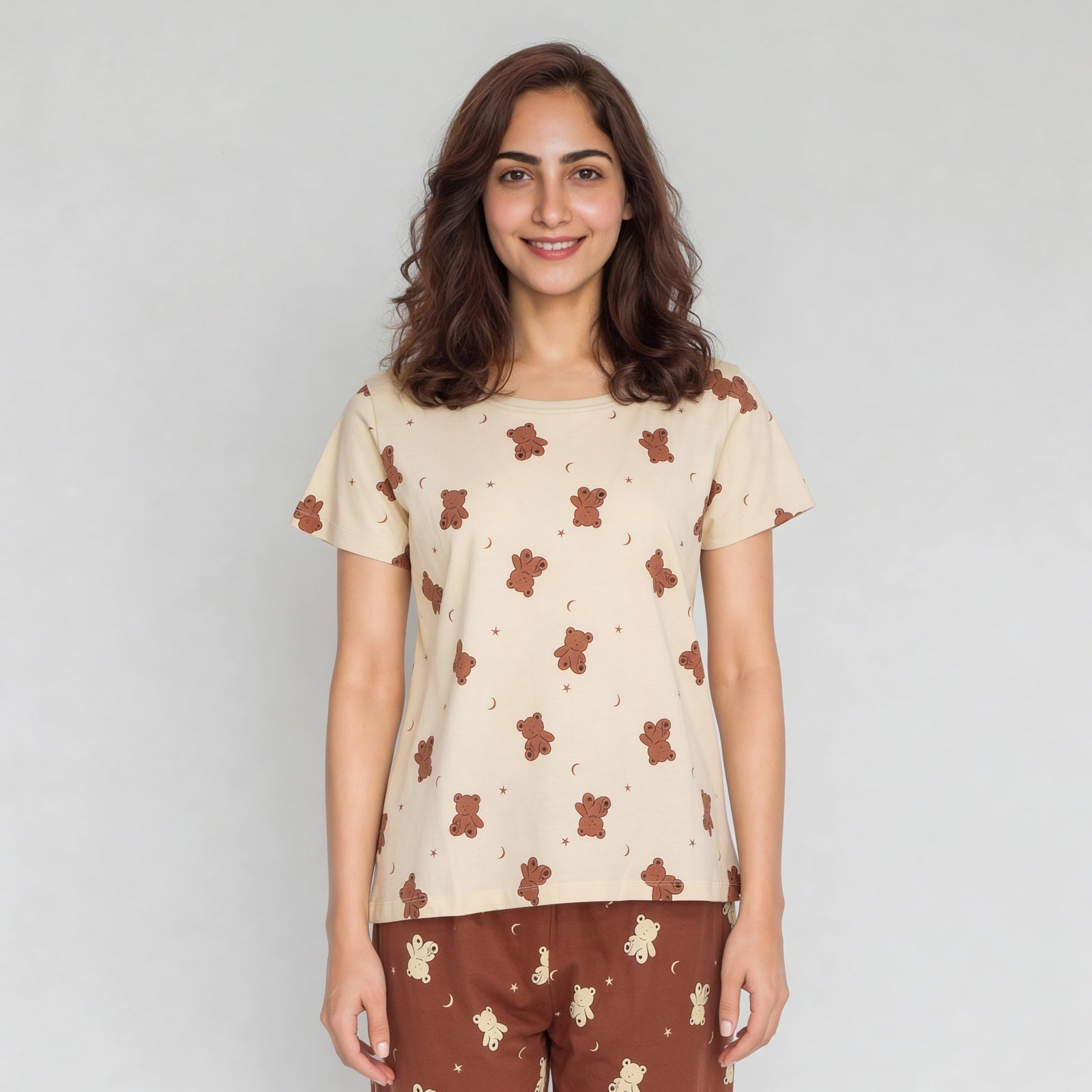 Cotton Printed Short Sleeve Sleepwear T-Shirt