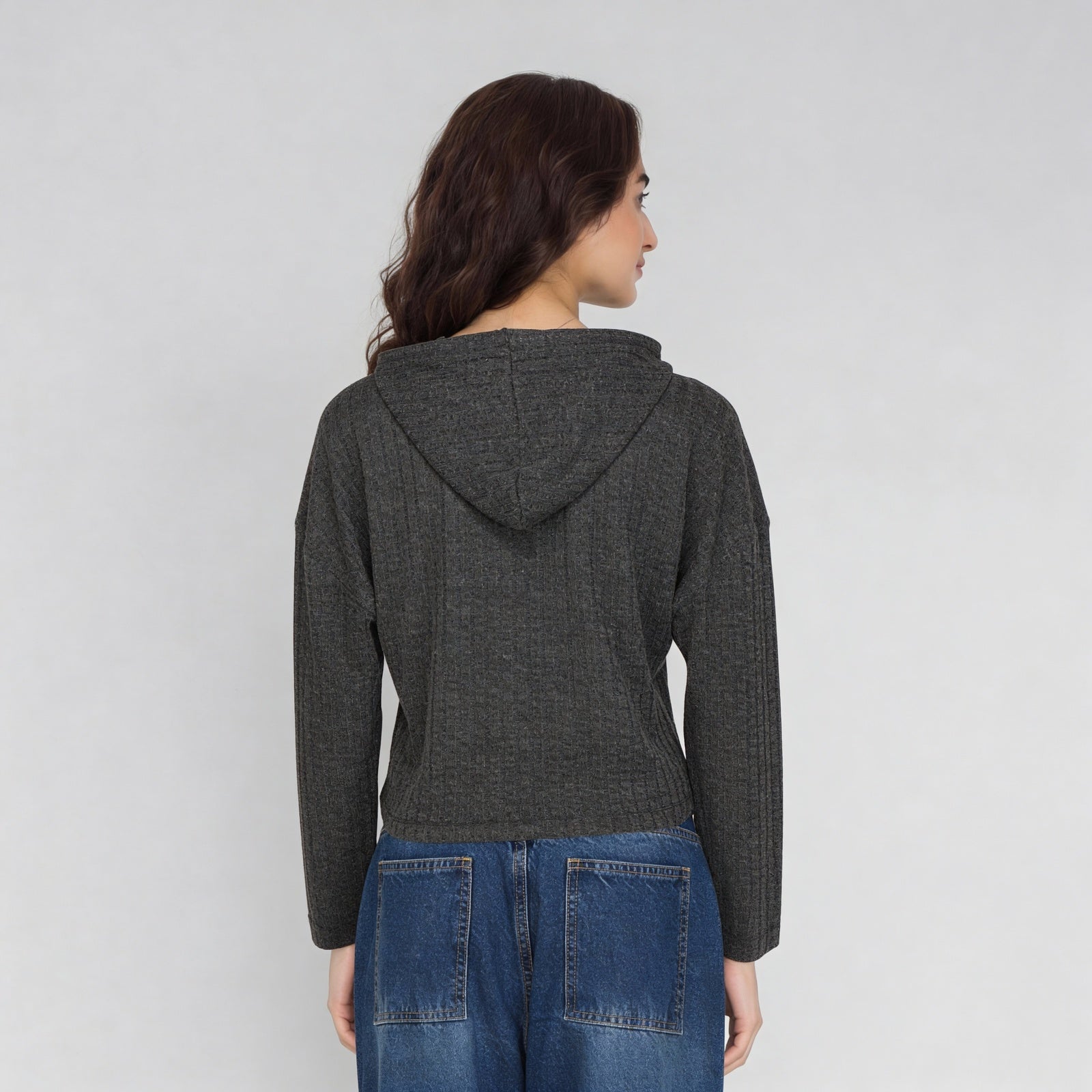 Ribbed Hooded Sweatshirt