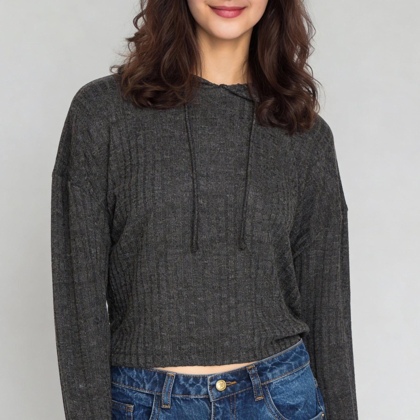 Ribbed Hooded Sweatshirt