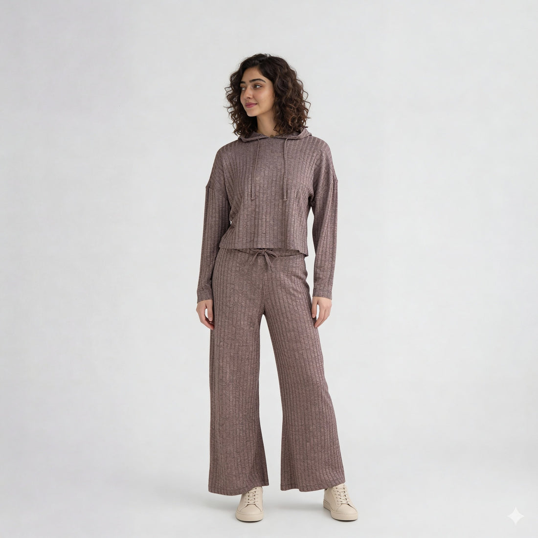 Ribbed Hooded Sweatshirt