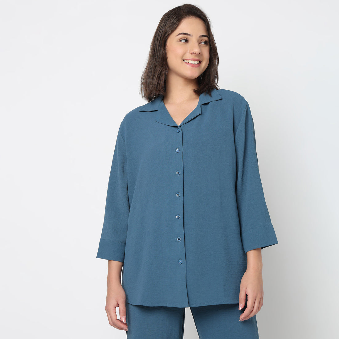 Solid Straight Lounge Shirt