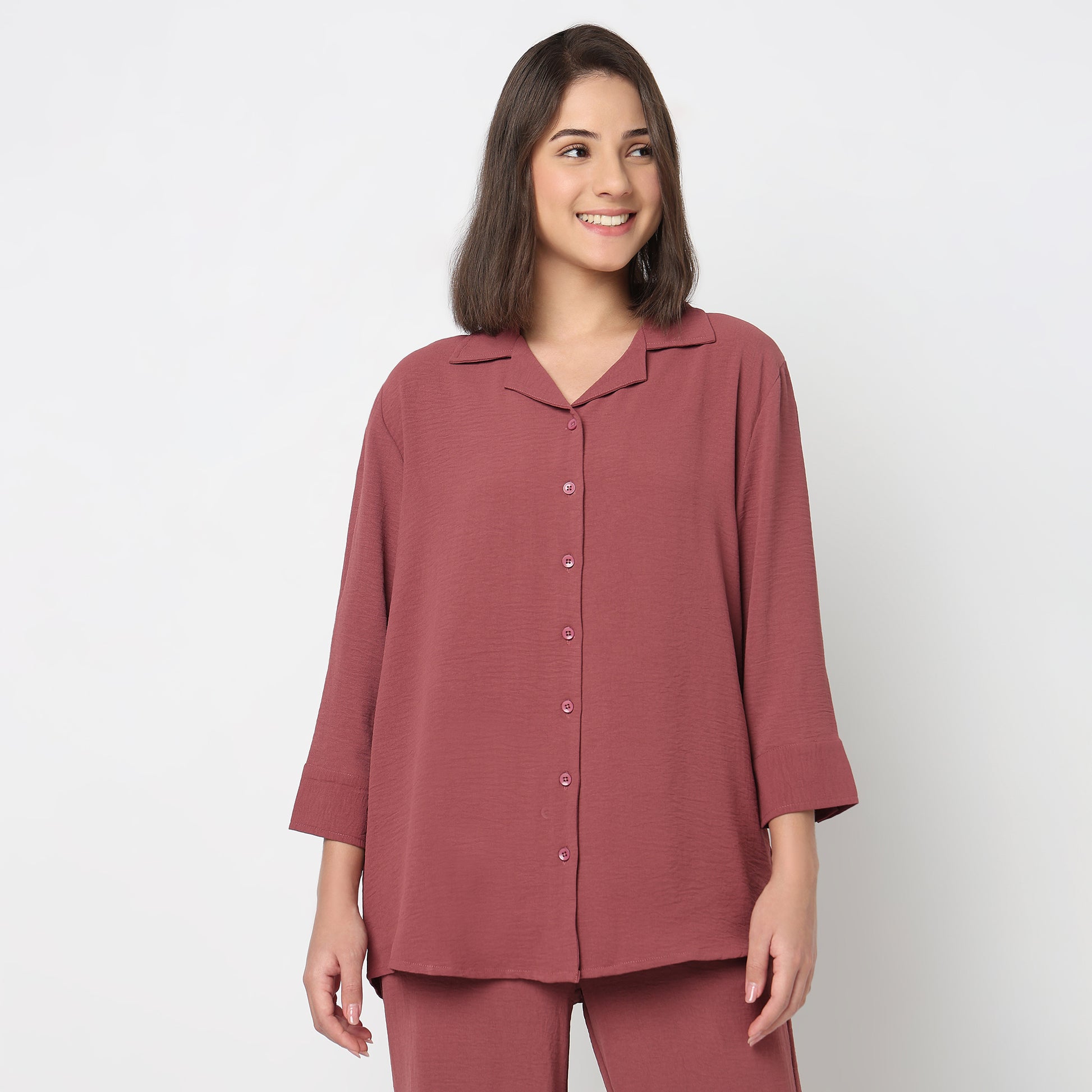 Solid Straight Lounge Shirt