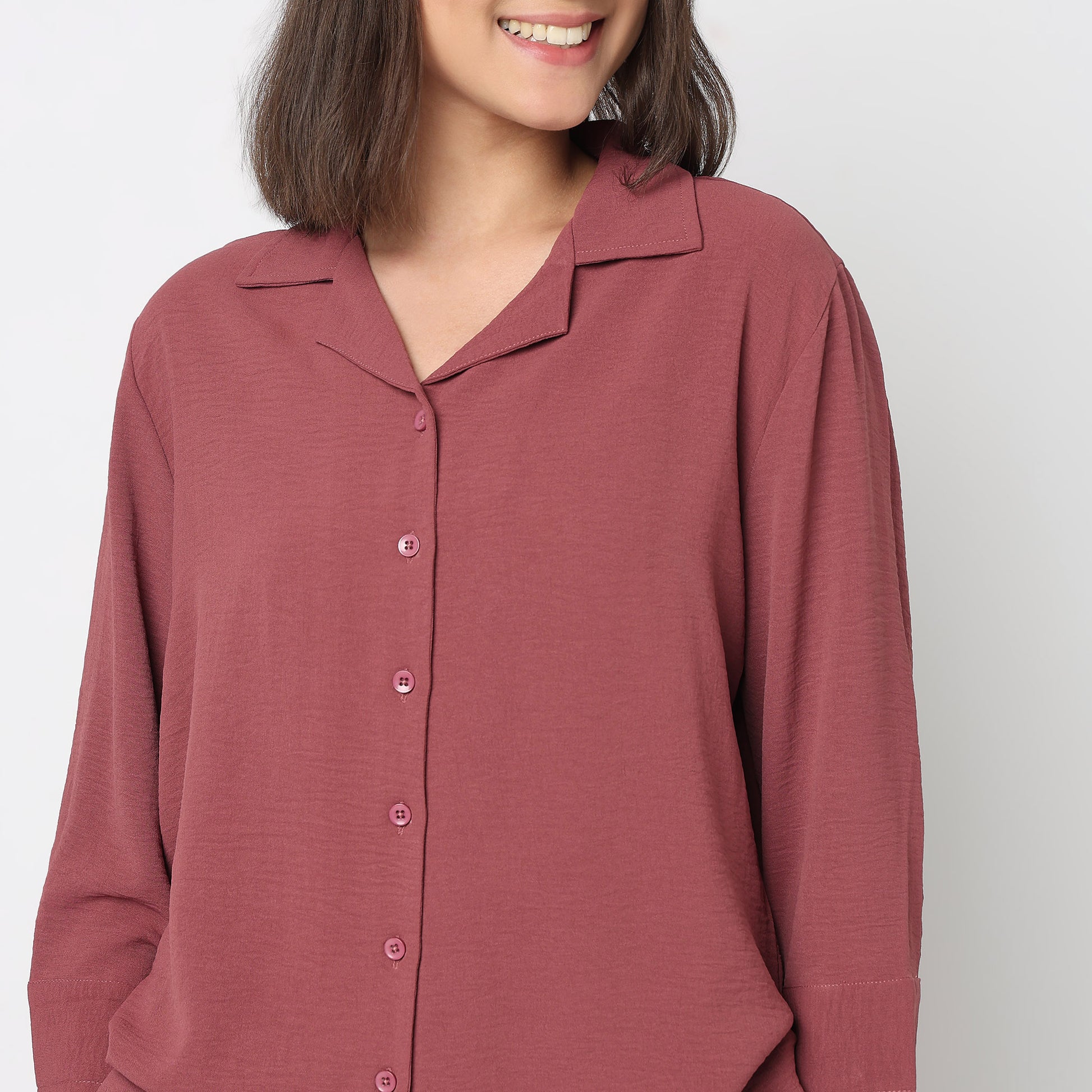 Solid Straight Lounge Shirt