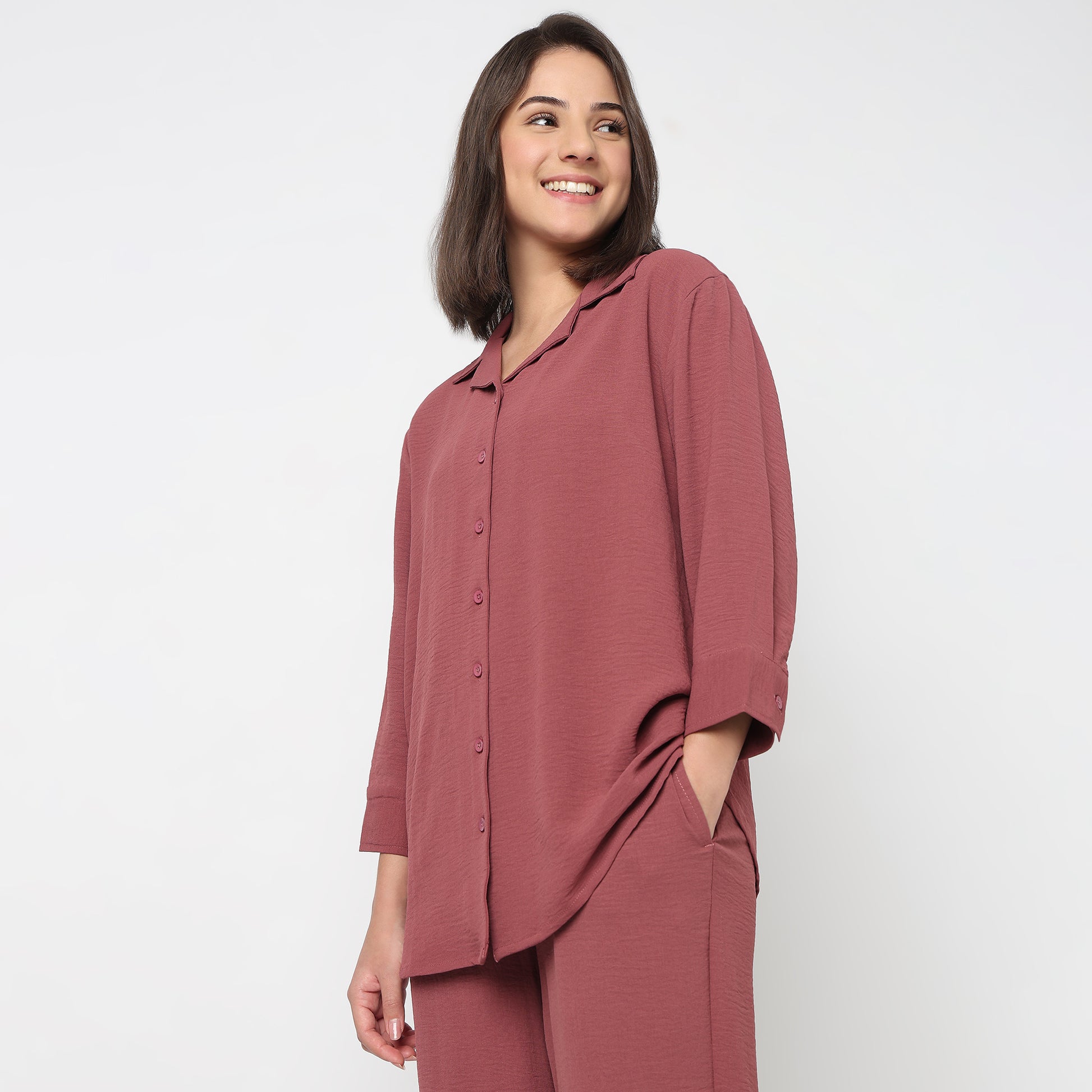 Solid Straight Lounge Shirt