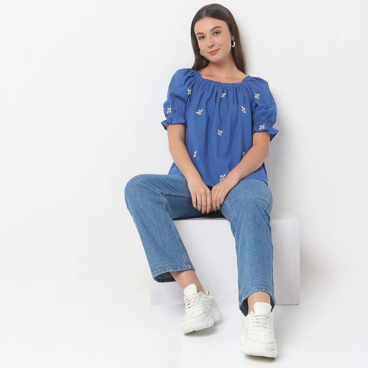 Regular Fit Embroidered Top