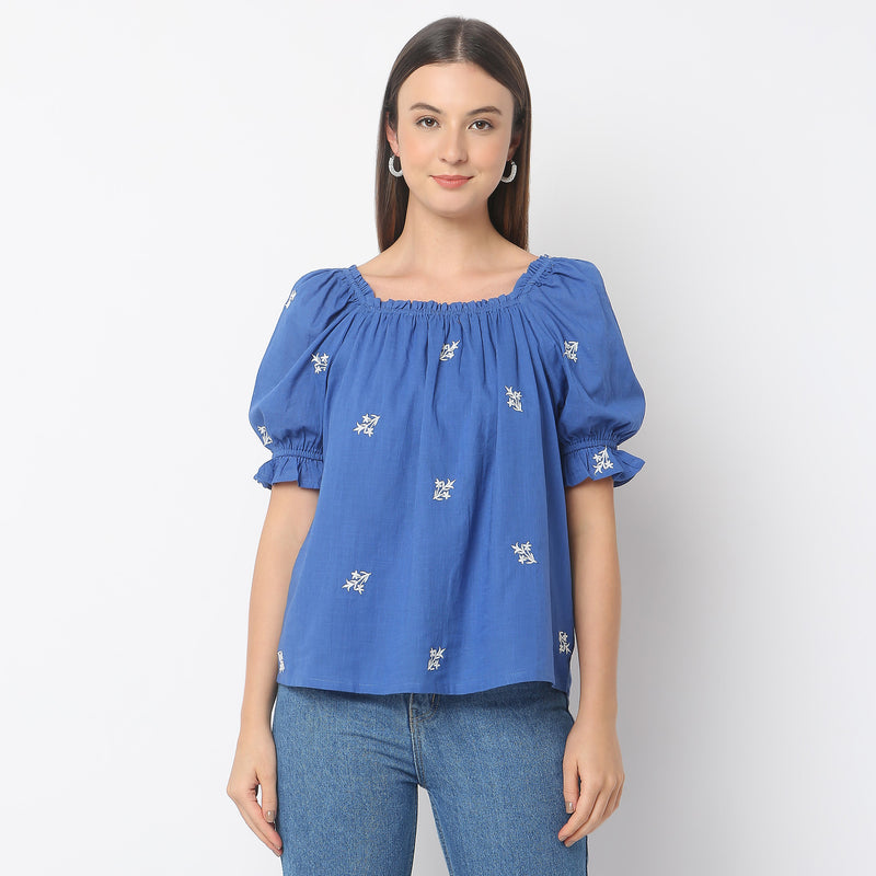 Regular Fit Embroidered Top