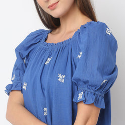 Regular Fit Embroidered Top
