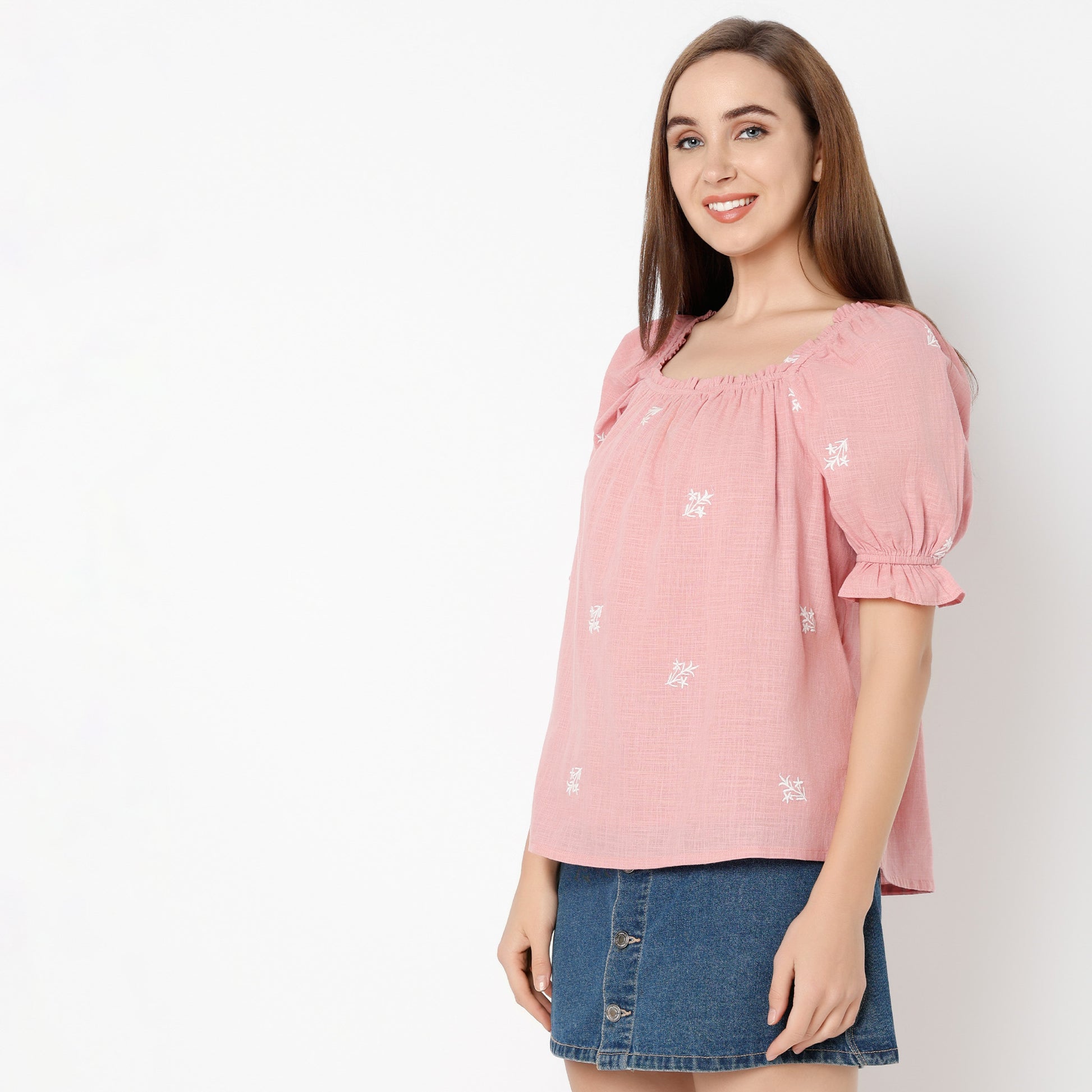Regular Fit Embroidered Top