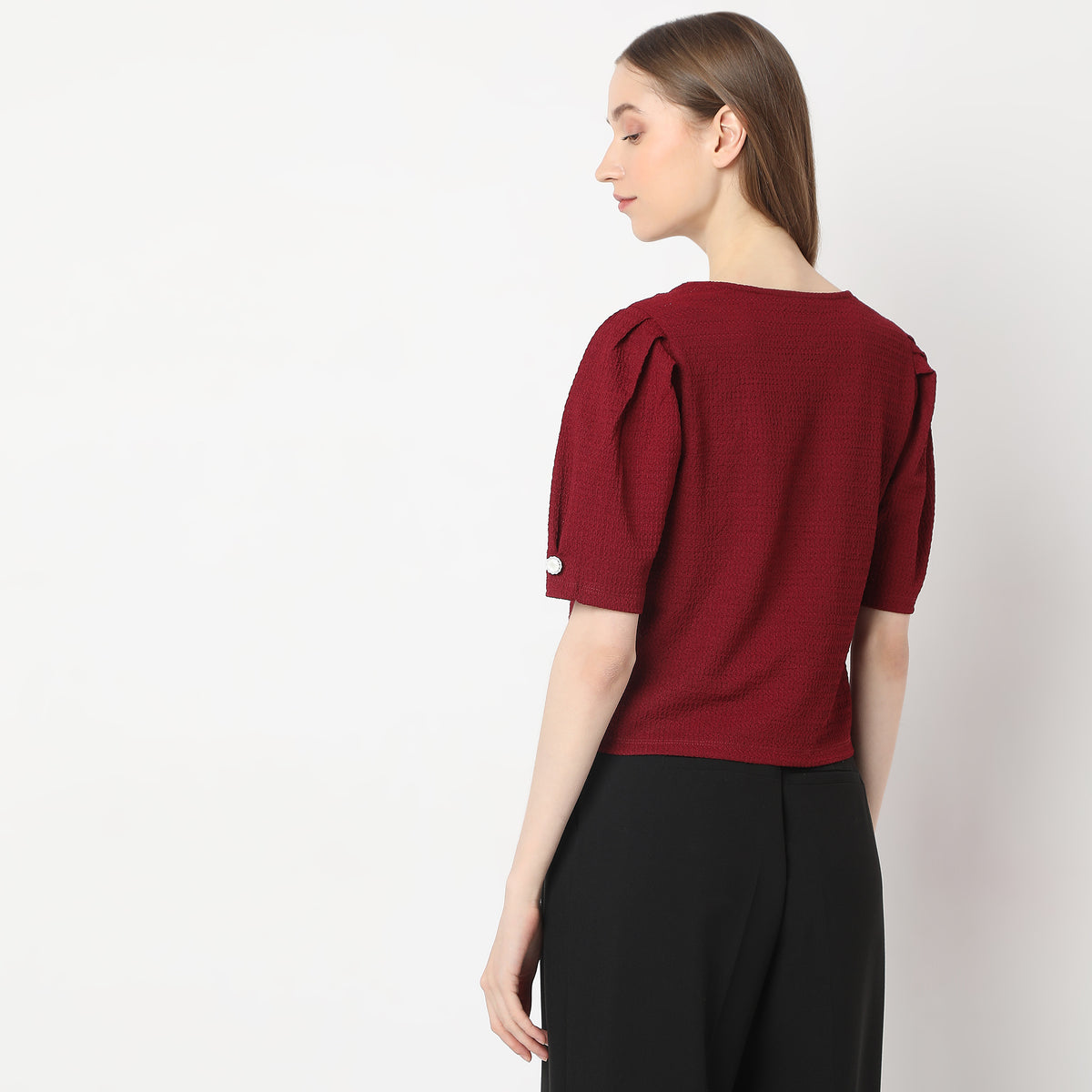 Structured Puffed Sleeve Top