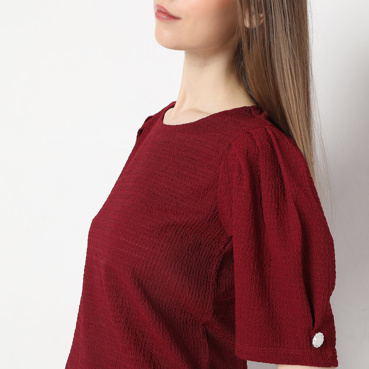 Structured Puffed Sleeve Top