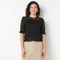 Round Neck with Crochet Lace Trim Top