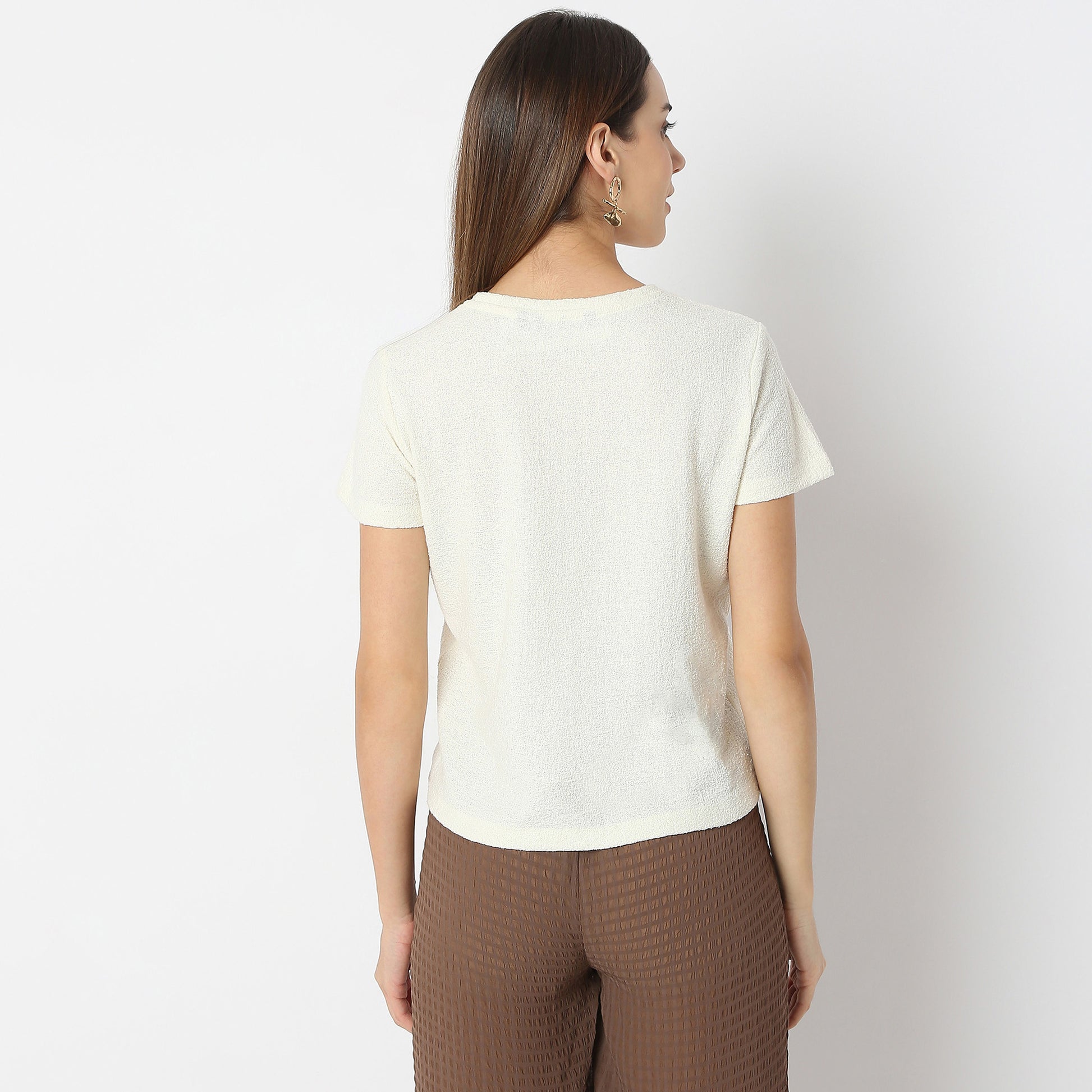 Solid Crochet Pocket Casual Top