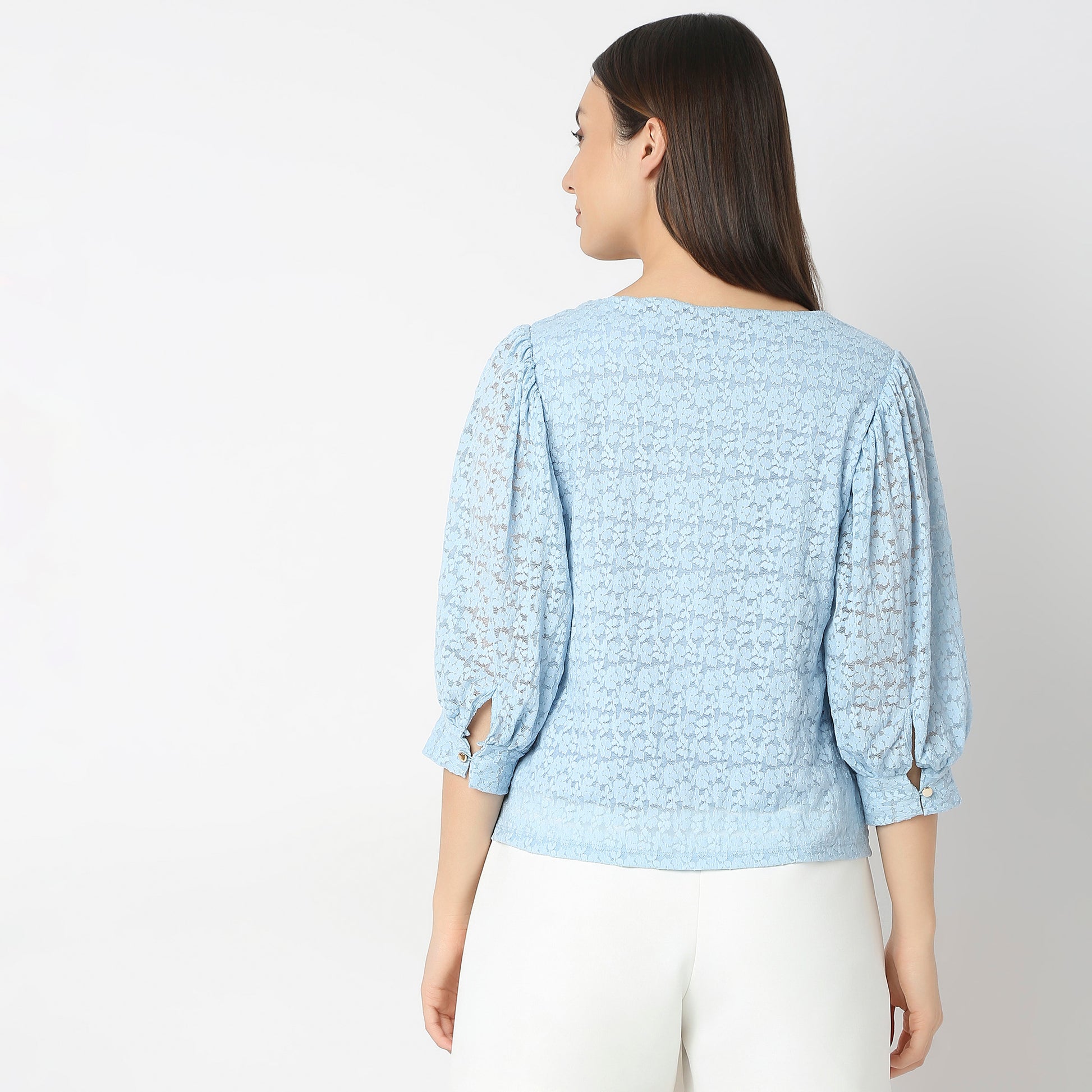 Solid Round Neck Full Lace Top