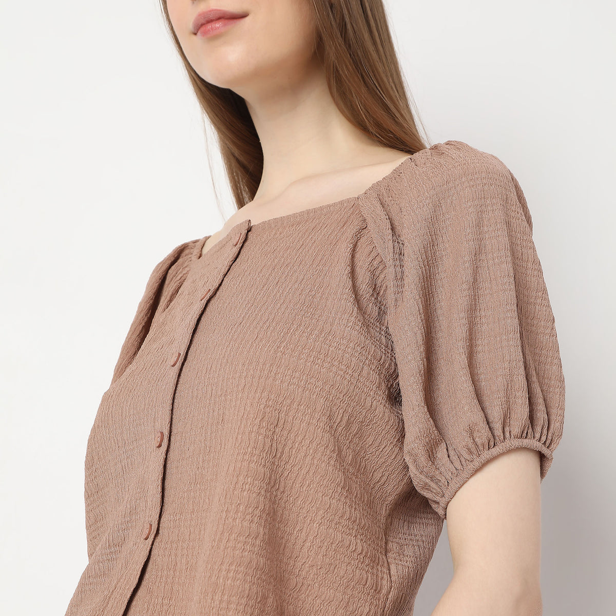 Structured Square Neck Pleasant Sleeve Knit Top