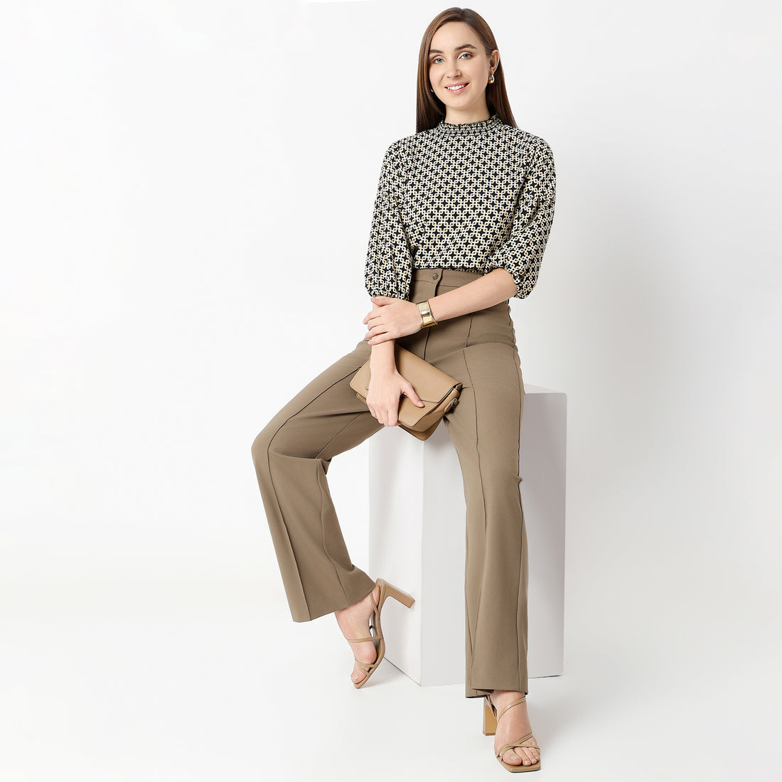 Regular Fit Printed Round Neck Top