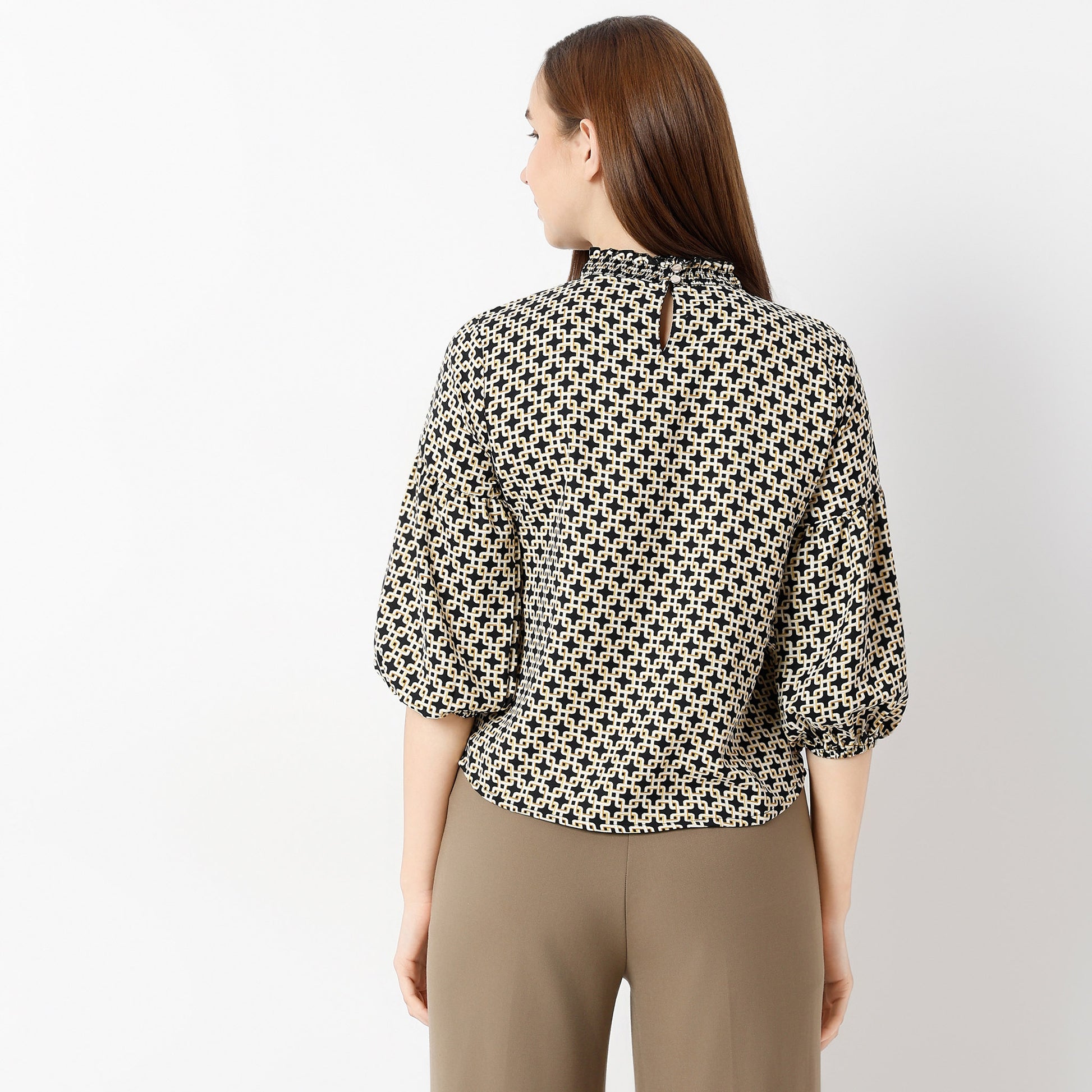 Regular Fit Printed Round Neck Top