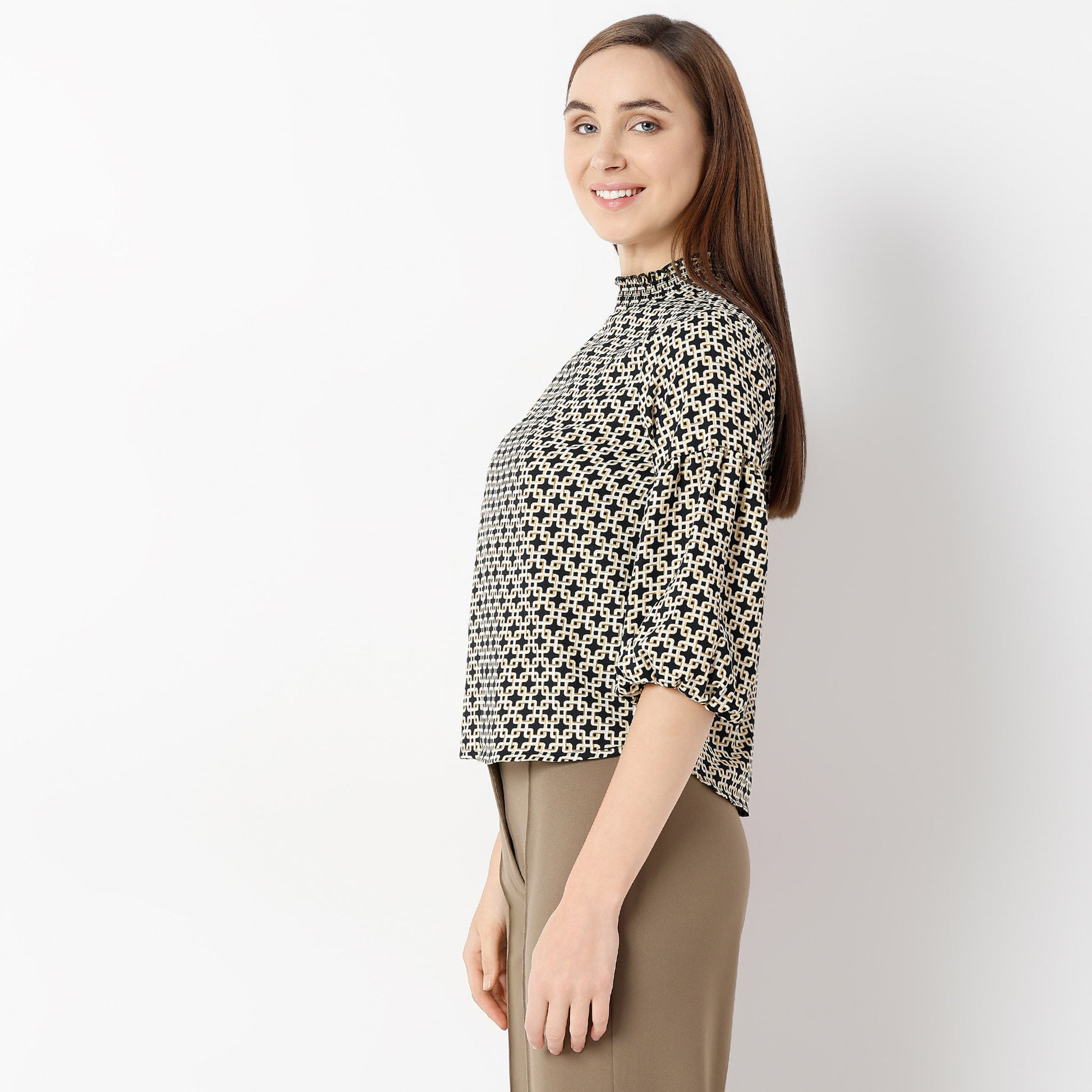 Regular Fit Printed Round Neck Top