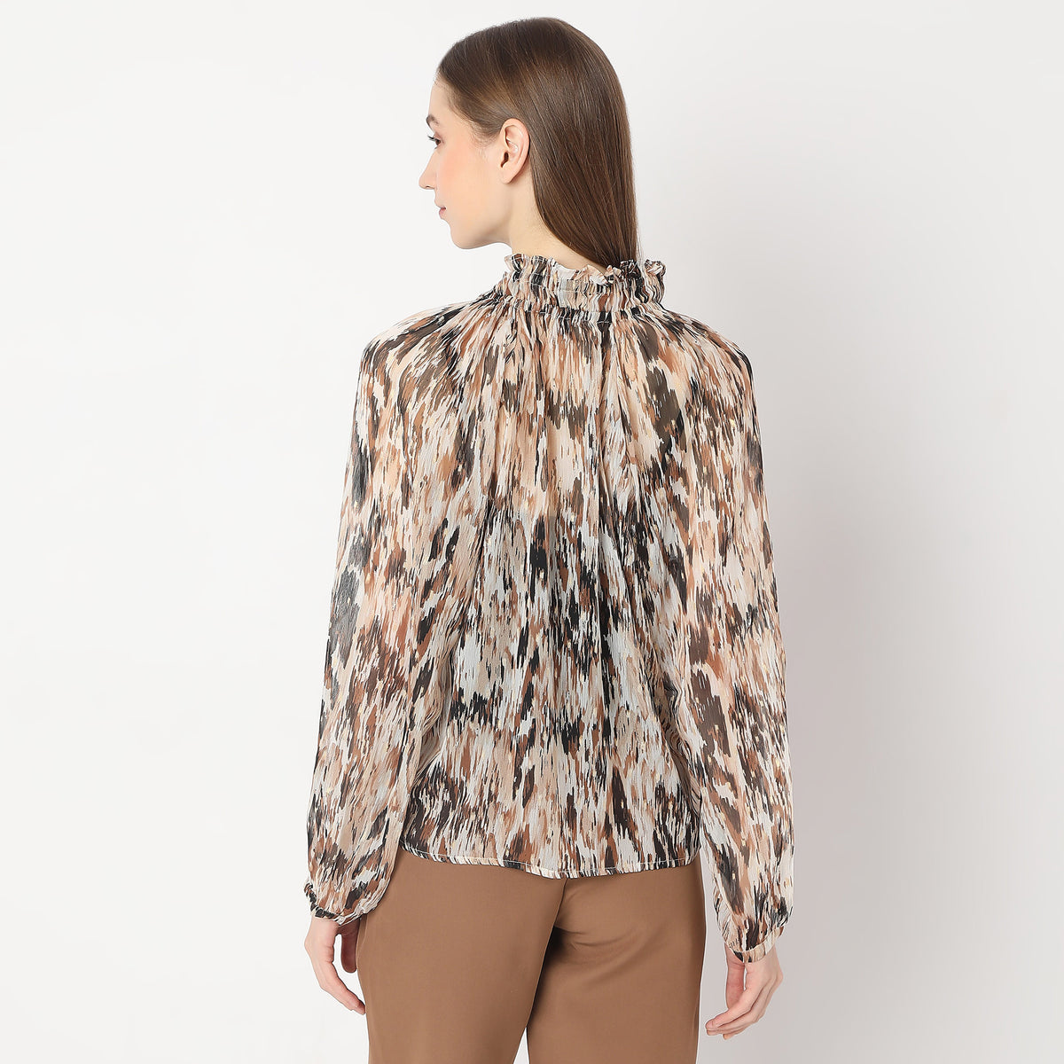 Abstract Woven Full Sleeve Top