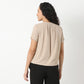 Solid Round Neck Pleated Top