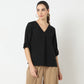 Regular Fit Solid V-Neck Top
