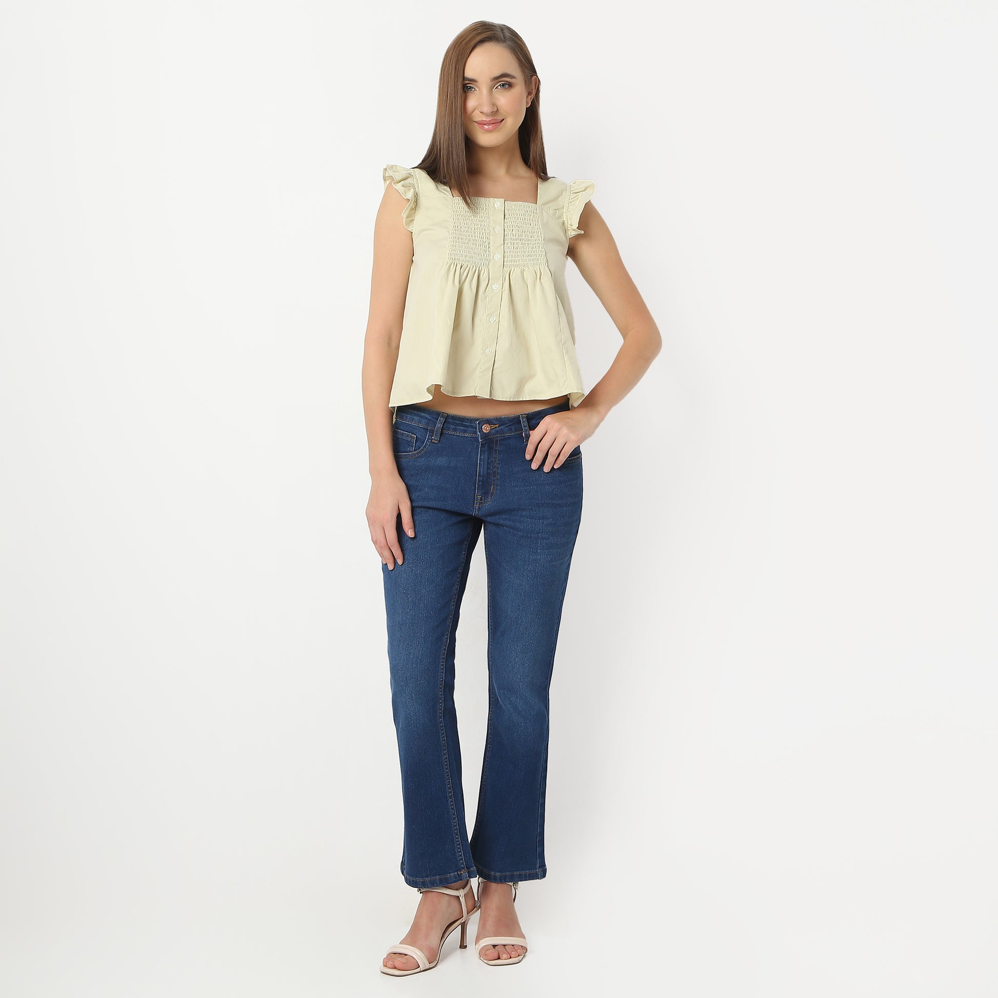 Relaxed Fit Solid Square Neck Regular Length Top