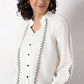 Woven Embroidered V-Neck Full Sleeve Top