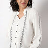 Woven Embroidered V-Neck Full Sleeve Top